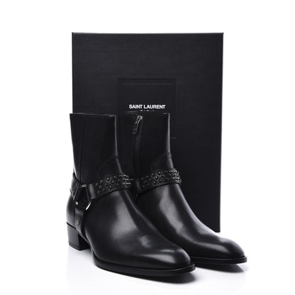 Saint Laurent Calfskin Studded Mens Wyatt Harness Boots 41 Black 11 of 11