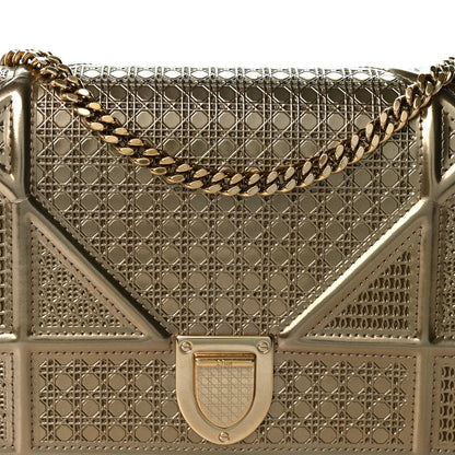 Christian Dior Metallic Patent Micro-Cannage Diorama Wallet on Chain Pouch Gold 7 of 9