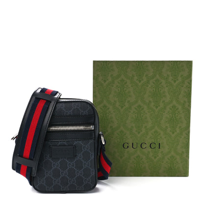 Gucci GG Supreme Monogram Appia Calfskin Web Small Camera Messenger Bag Black Grey 13 of 13