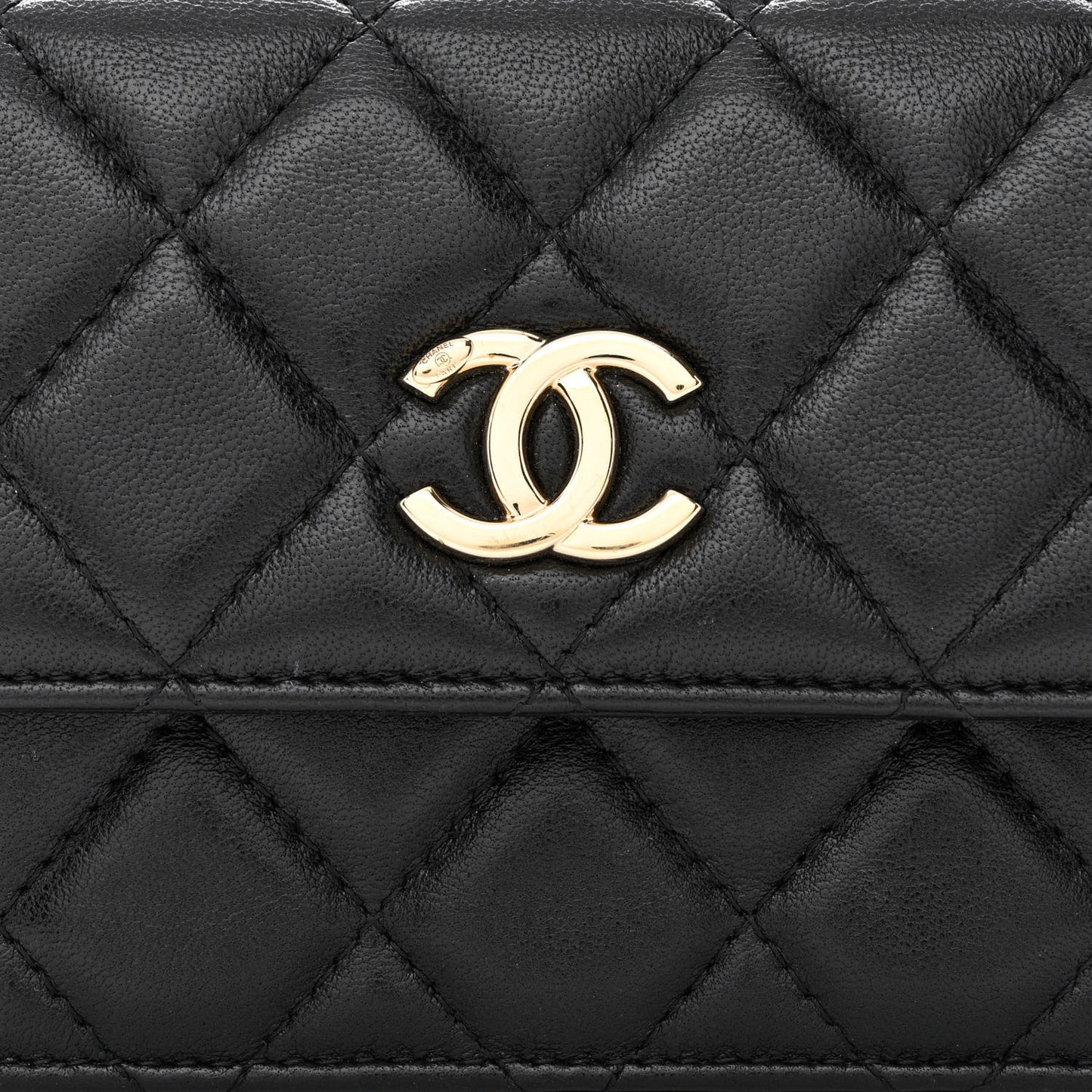 Shiny Lambskin Ribbon Quilted Flap Belt Bag Black