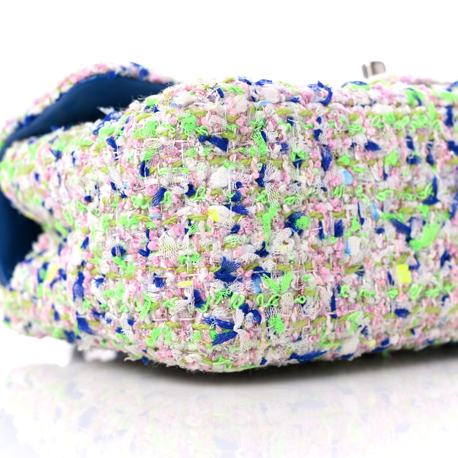 Chanel Tweed Quilted Mini Rectangular Flap White Blue Green 8 of 10