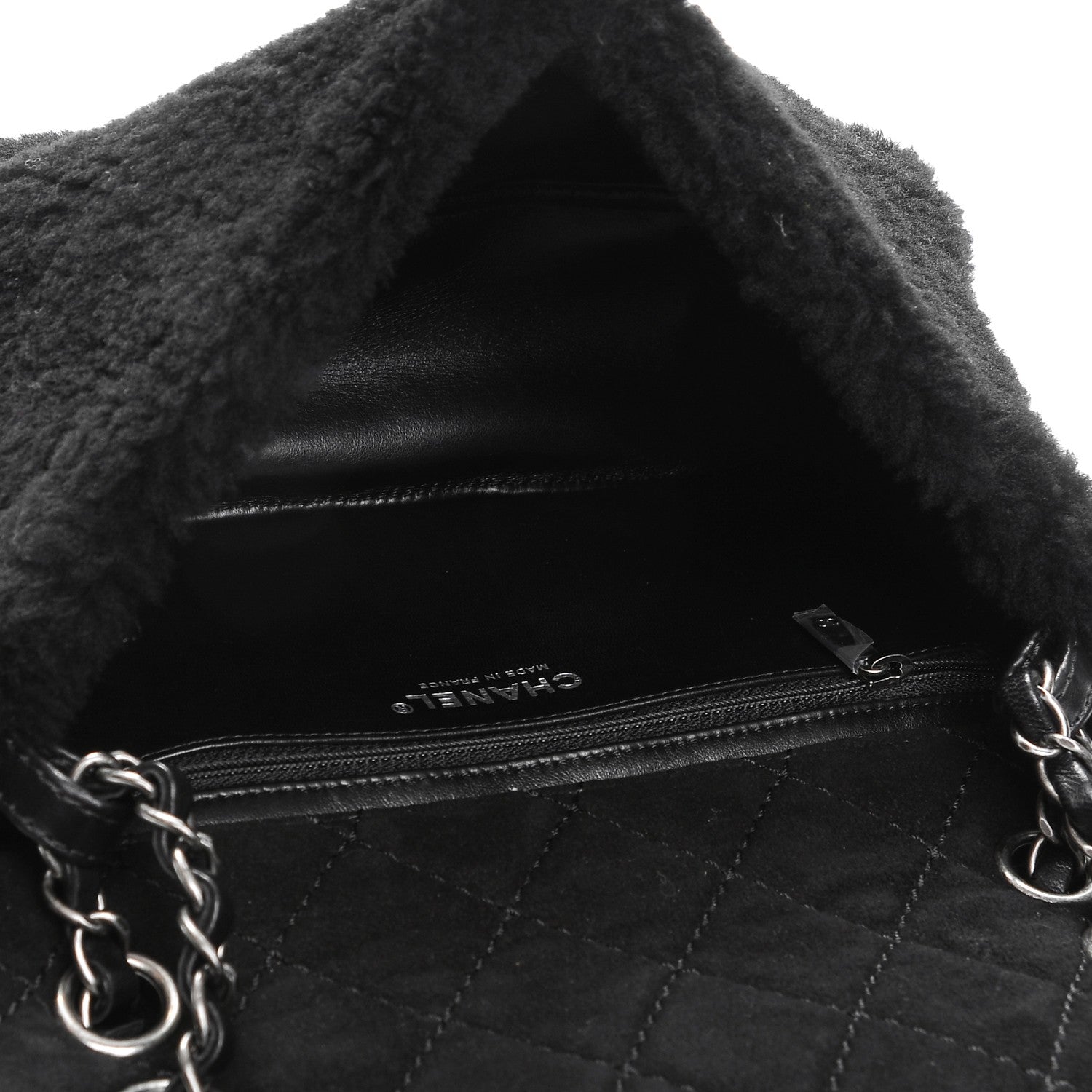 Chanel Shearling Lambskin Pearl Flap Black 5 of 7