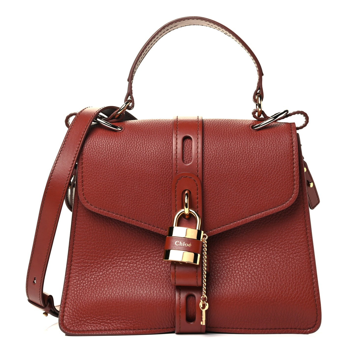 Shiny Grained Calfskin Medium Aby Day Shoulder Bag Sepia Brown