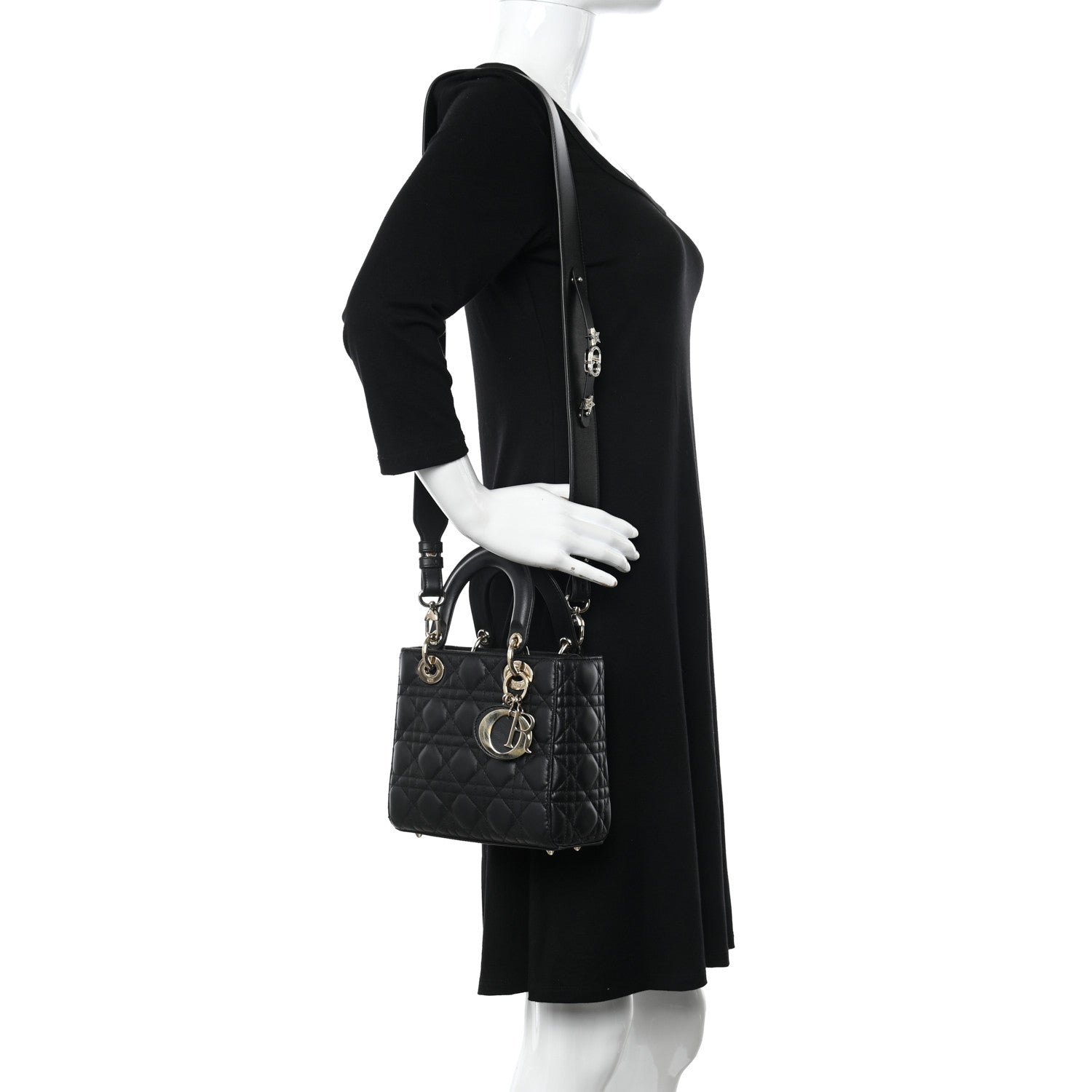 Christian Dior CHRISTIAN DIOR Lambskin Cannage Small My ABCDior Lady Dior Black 3 of 9