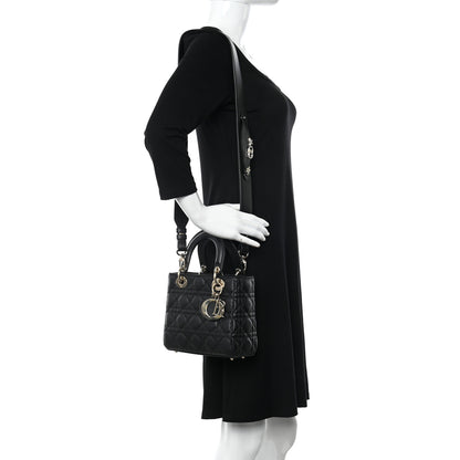 Christian Dior CHRISTIAN DIOR Lambskin Cannage Small My ABCDior Lady Dior Black 3 of 9