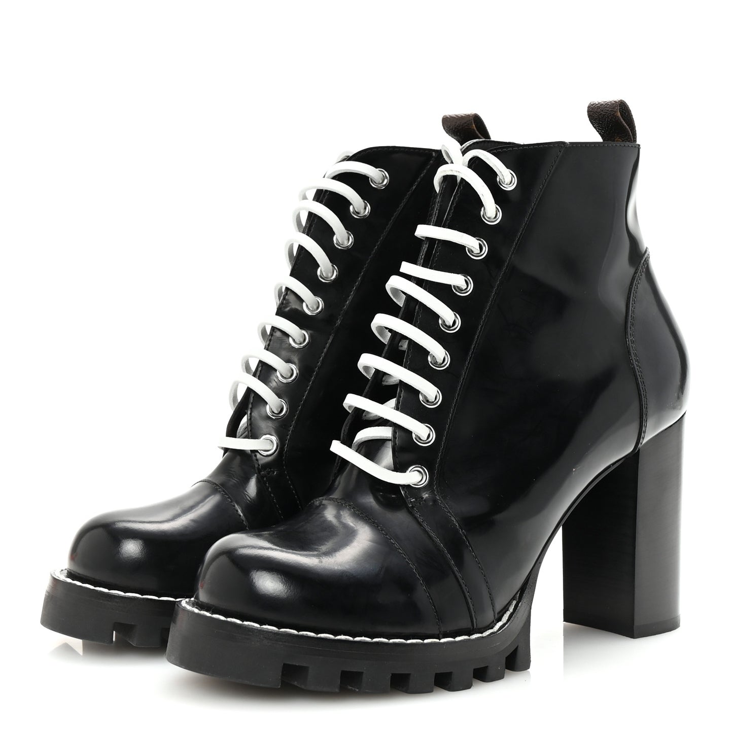 Glazed Calfskin Star Trail Ankle Boots 41 Black