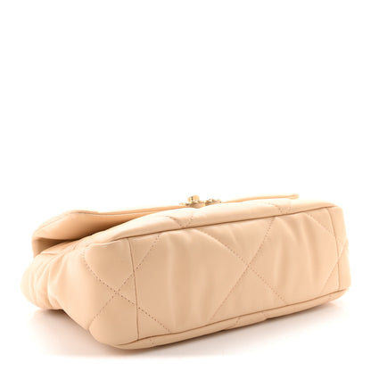Chanel Shiny Goatskin Quilted Medium Chanel 19 Flap Beige 3 of 9