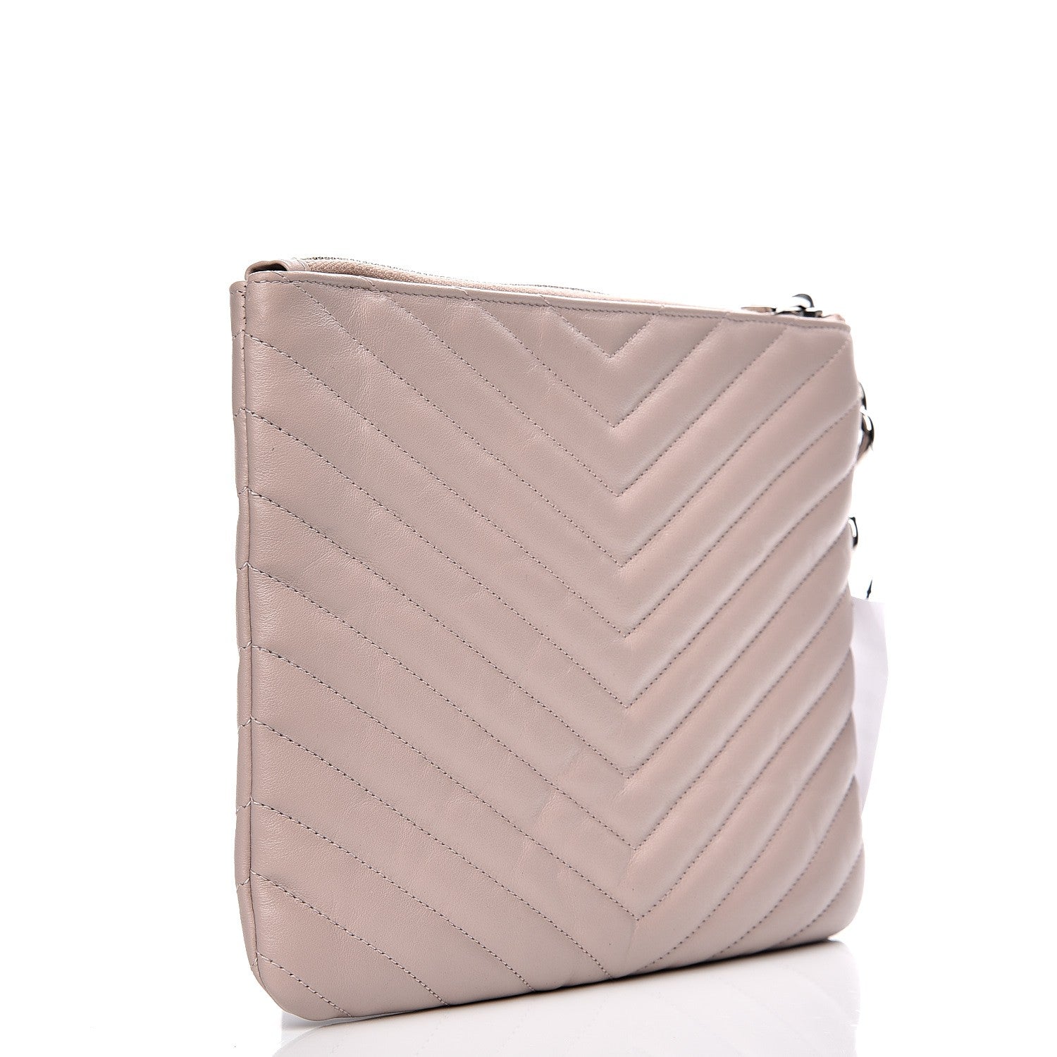 Saint Laurent Calfskin Matelasse Chevron Monogram A5 Wristlet Rose Poudre 3 of 10