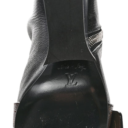 Louis Vuitton Calfskin Monogram Patti Wedge Tall Boots 36 Black 6 of 10