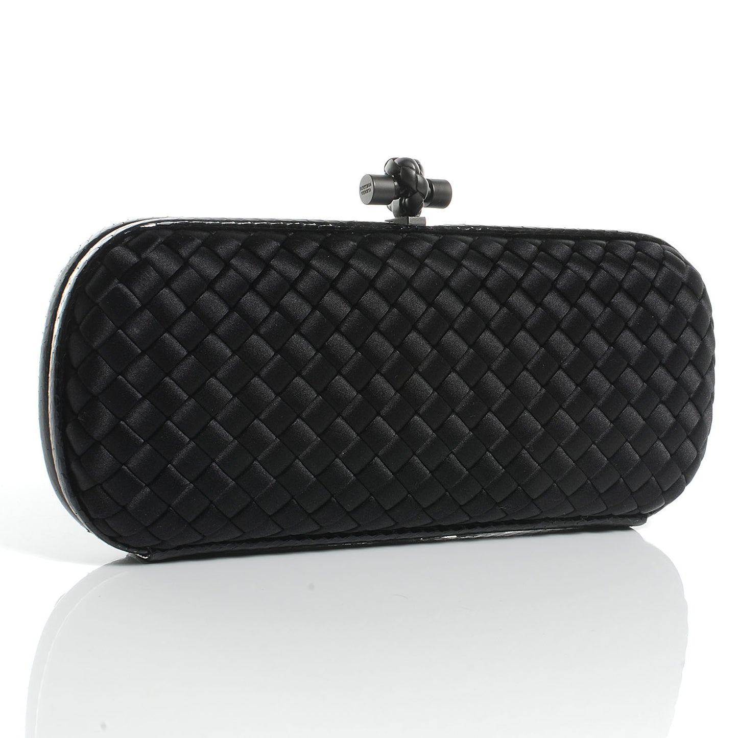 Ayers Satin Intrecciato Stretch Knot Clutch Nero Black