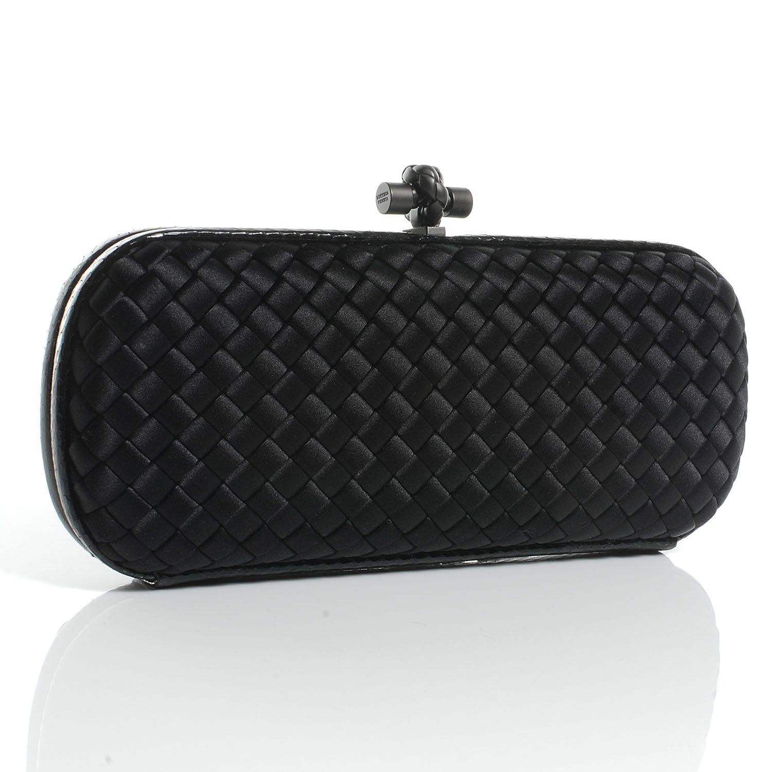 Bottega Veneta Ayers Satin Intrecciato Stretch Knot Clutch Nero Black 3 of 8