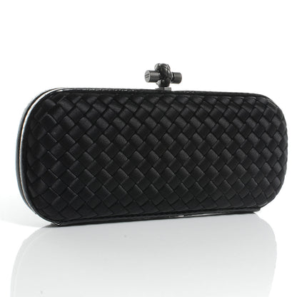 Bottega Veneta Ayers Satin Intrecciato Stretch Knot Clutch Nero Black 3 of 8