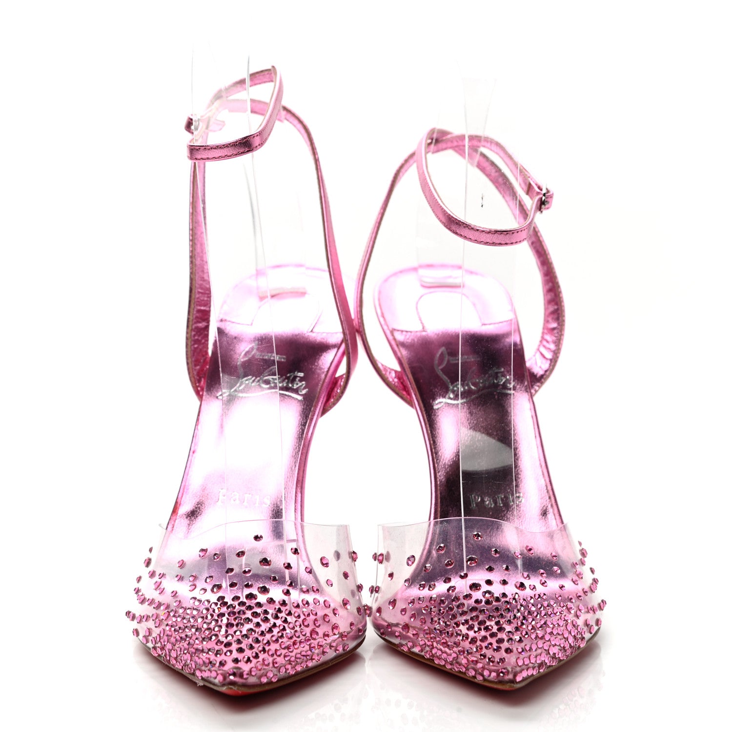 Christian Louboutin Metallic PVC Psychic Spikaqueen 100 Pumps 39.5 Pink 2 of 8