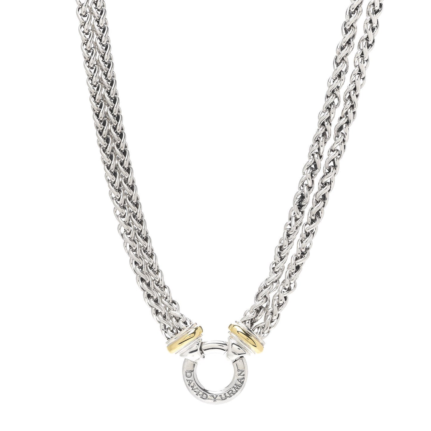 Sterling Silver 18K Yellow Gold 8mm Double Wheat Chain Necklace