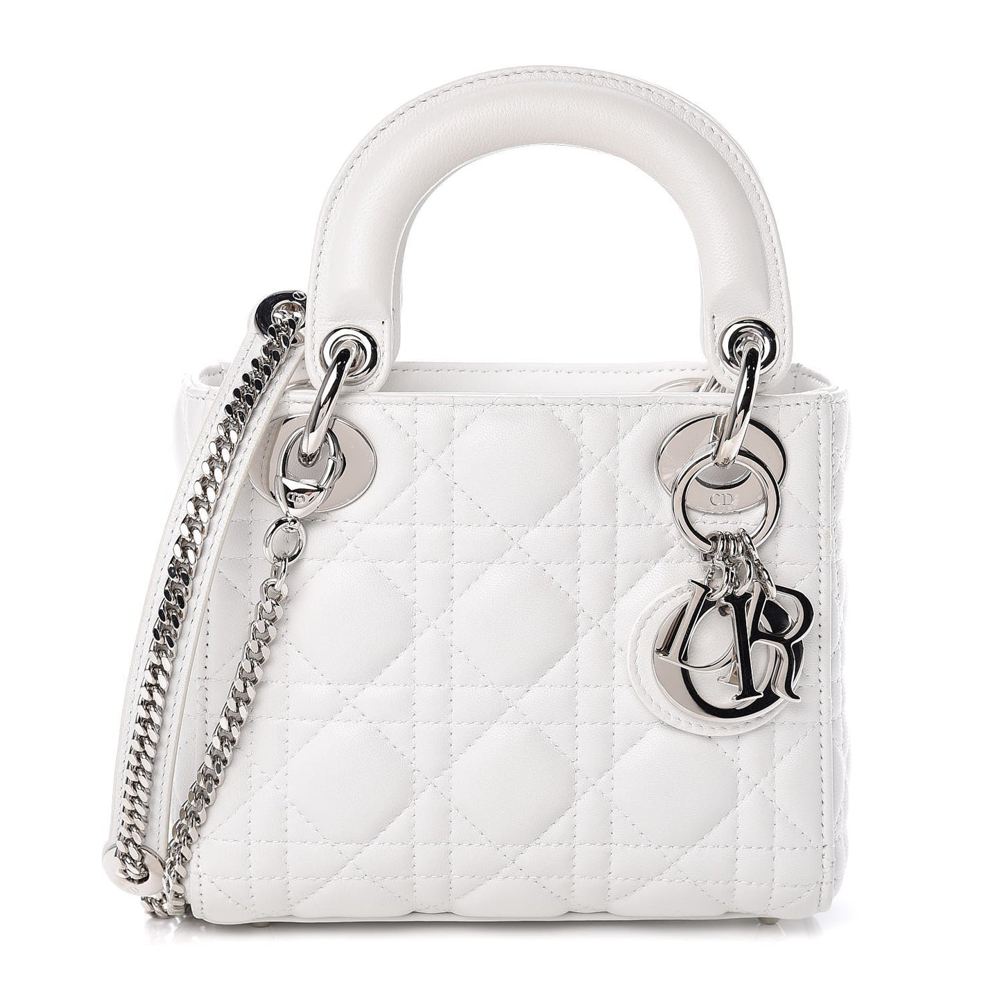 Lambskin Cannage Mini Lady Dior White