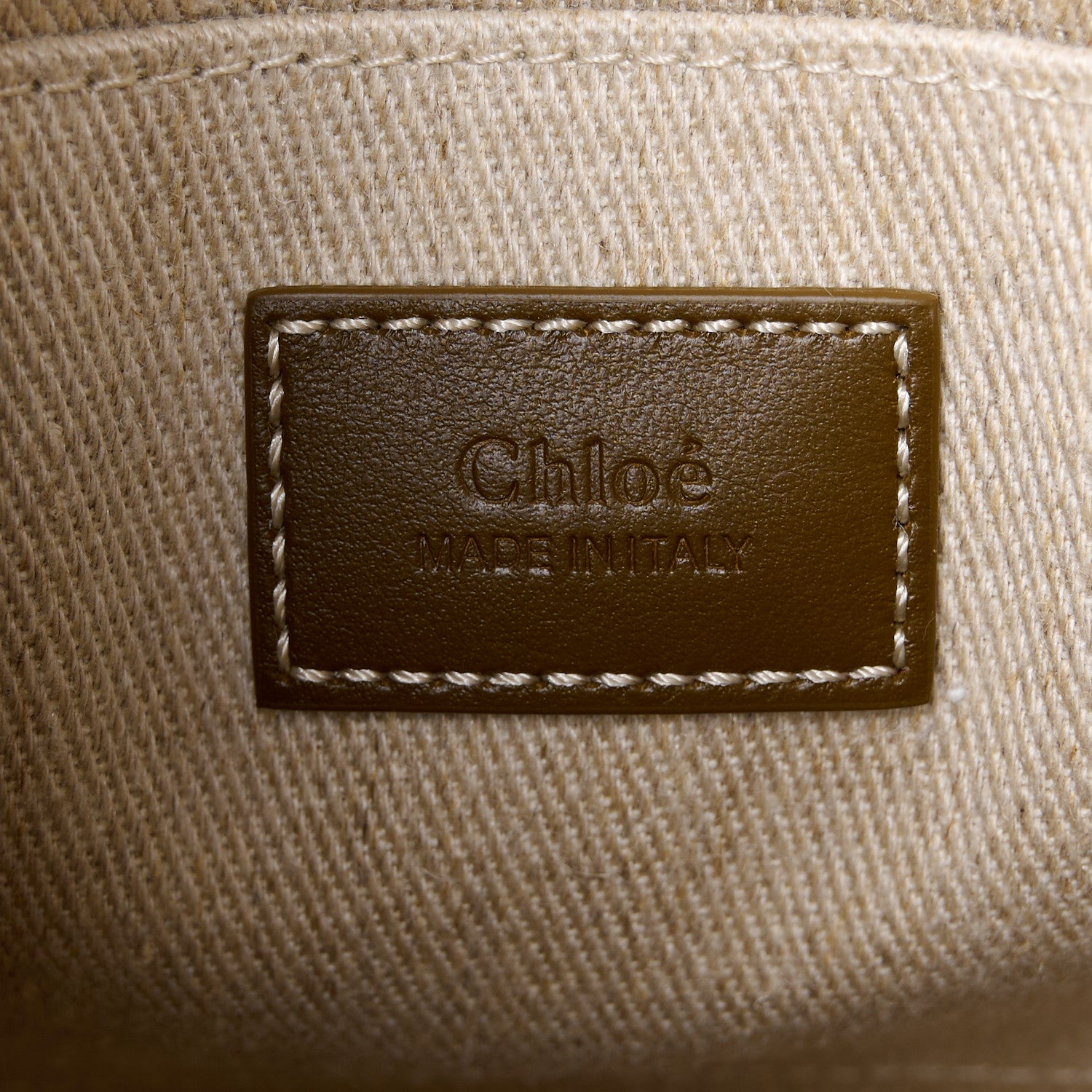 Chloe Cotton Calfskin Small Woody Ribbon Tote With Strap White Brown 6 of 11