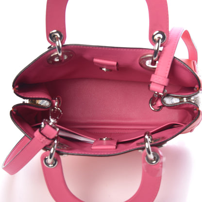 Christian Dior Python Smooth Calfskin Small Diorissimo Tote Pink Red 5 of 10
