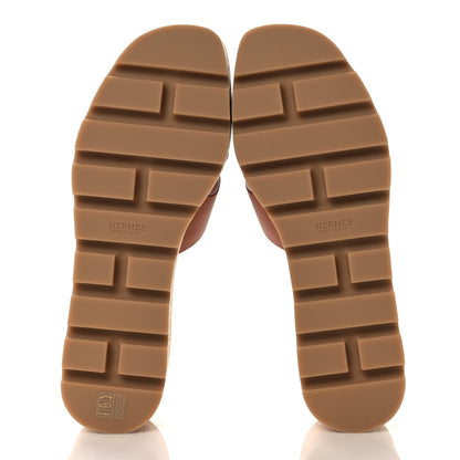 Hermes Calfskin Cork Eze 30 Sandals 38 Marron Glaise 5 of 9