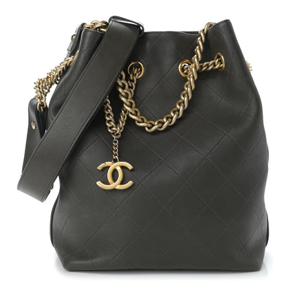 Chanel Calfskin Quilted Small On My Shoulder Drawstring Bag Dark Green 1 of 11