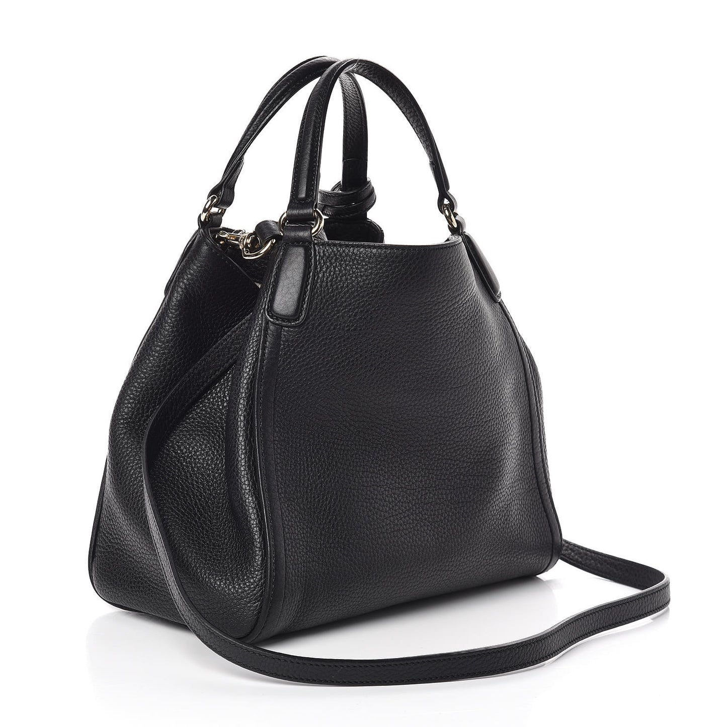 Pebbled Calfskin Small Soho Shoulder Bag Black