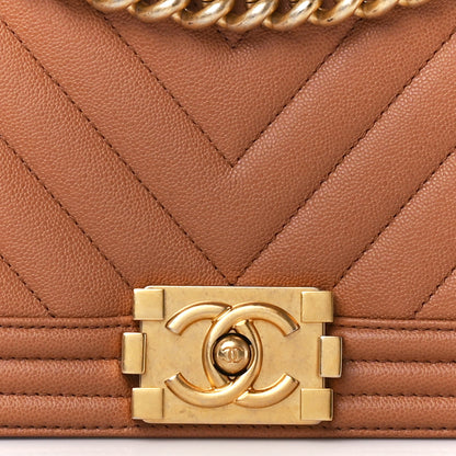 Chanel Caviar Chevron Quilted Medium Boy Flap Brown 8 of 10