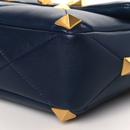 Valentino Garavani Nappa Large Roman Stud Shoulder Bag Marine 8 of 8