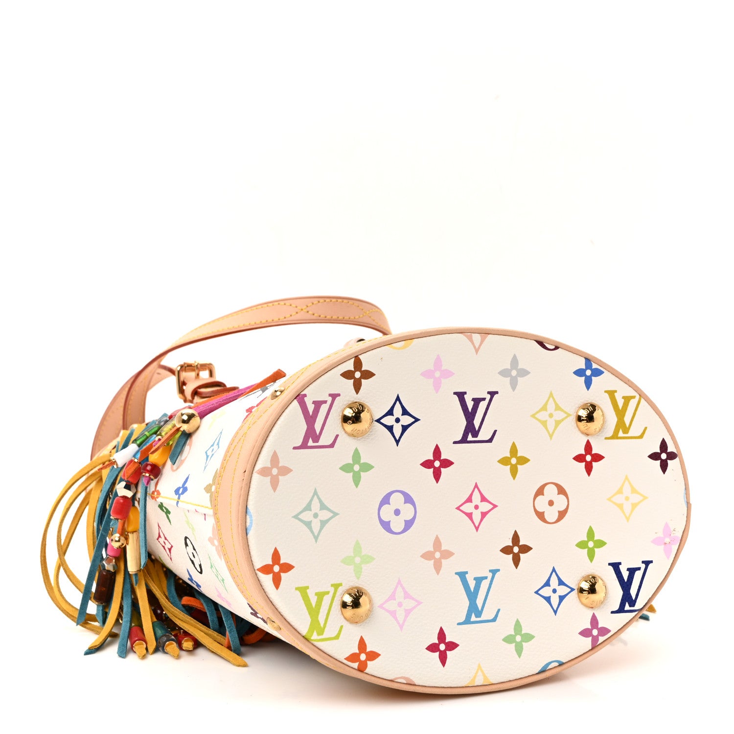 Louis Vuitton Monogram Multicolor Fringe Bucket White 5 of 10