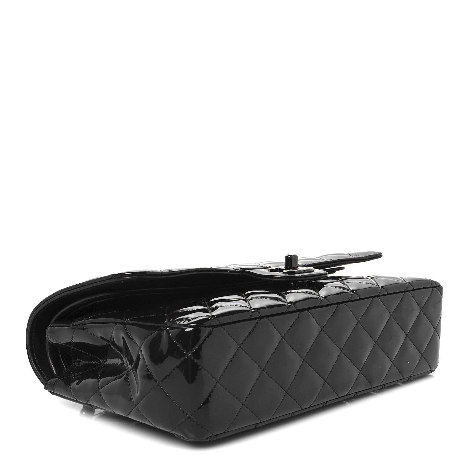 Chanel Patent Calfskin Quilted Medium Double Flap So Black So Black 4 of 11