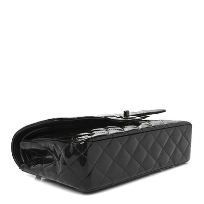 Chanel Patent Calfskin Quilted Medium Double Flap So Black So Black 4 of 11