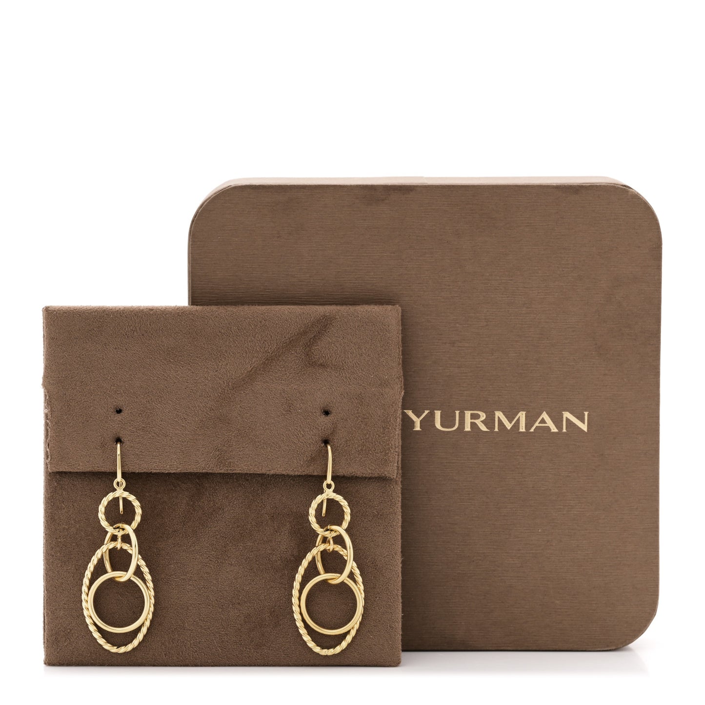 18K Yellow Gold Mobile Oval Drop Earrings