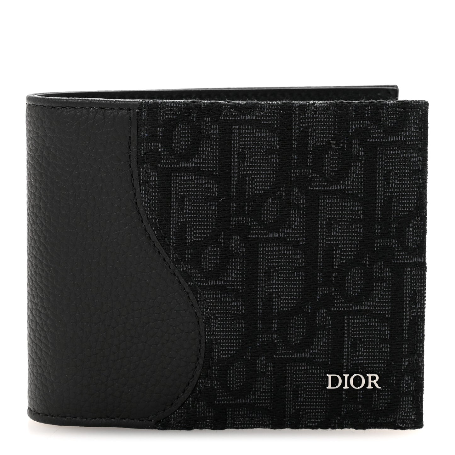 Oblique Calfskin Saddle Bifold Wallet Black