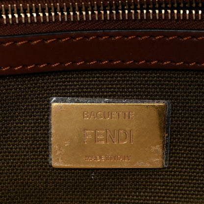 Fendi X SARA COLEMAN Canvas Vitello King FF Fish Eye Embroidered Baguette Amazzonia Ghianda 6 of 12
