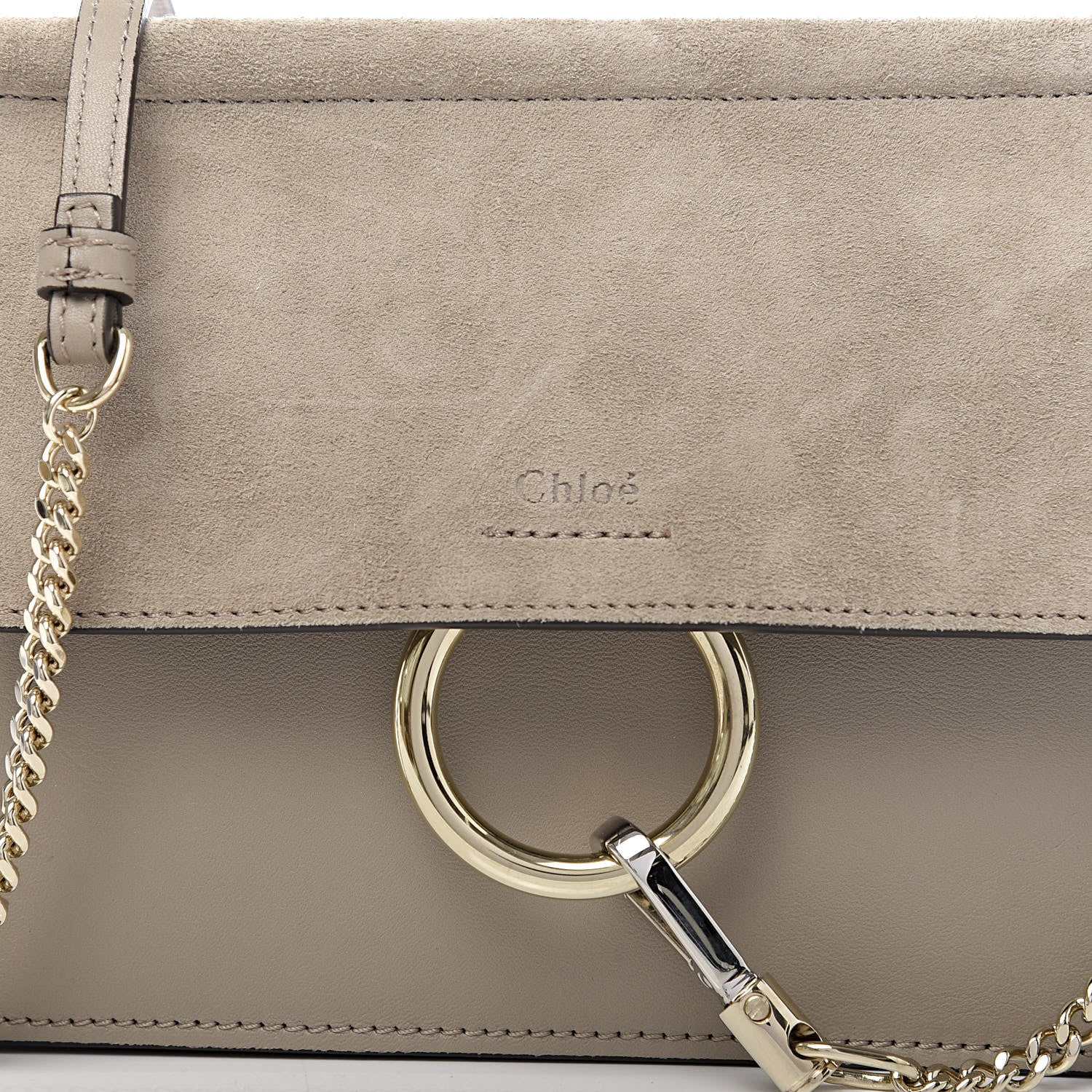 Chloe Calfskin Suede Mini Chain Faye Shoulder Bag Motty Grey 10 of 10