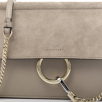 Chloe Calfskin Suede Mini Chain Faye Shoulder Bag Motty Grey 10 of 10
