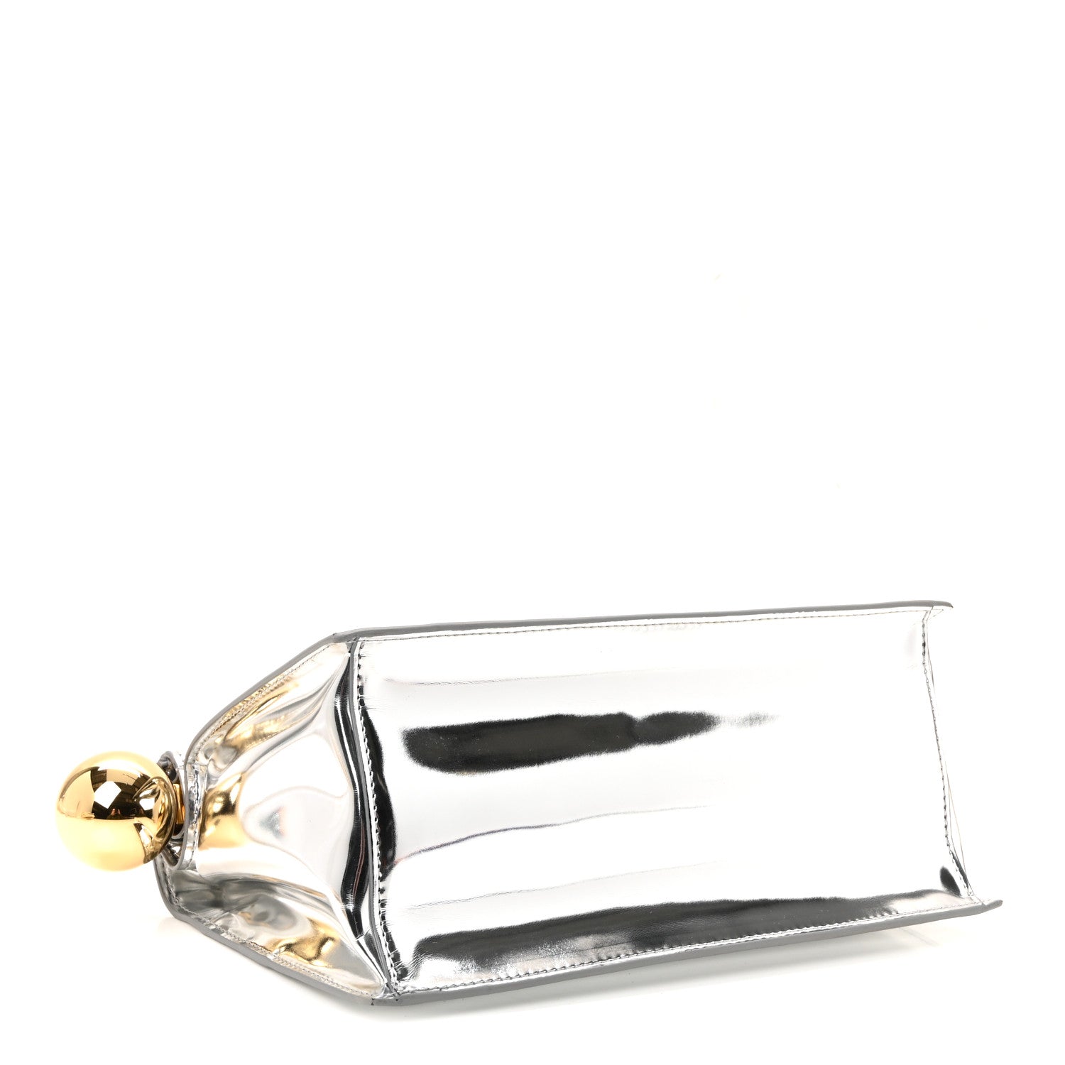 Jacquemus Metallic Patent Calfskin La Pochette Rond Carre Silver 6 of 16