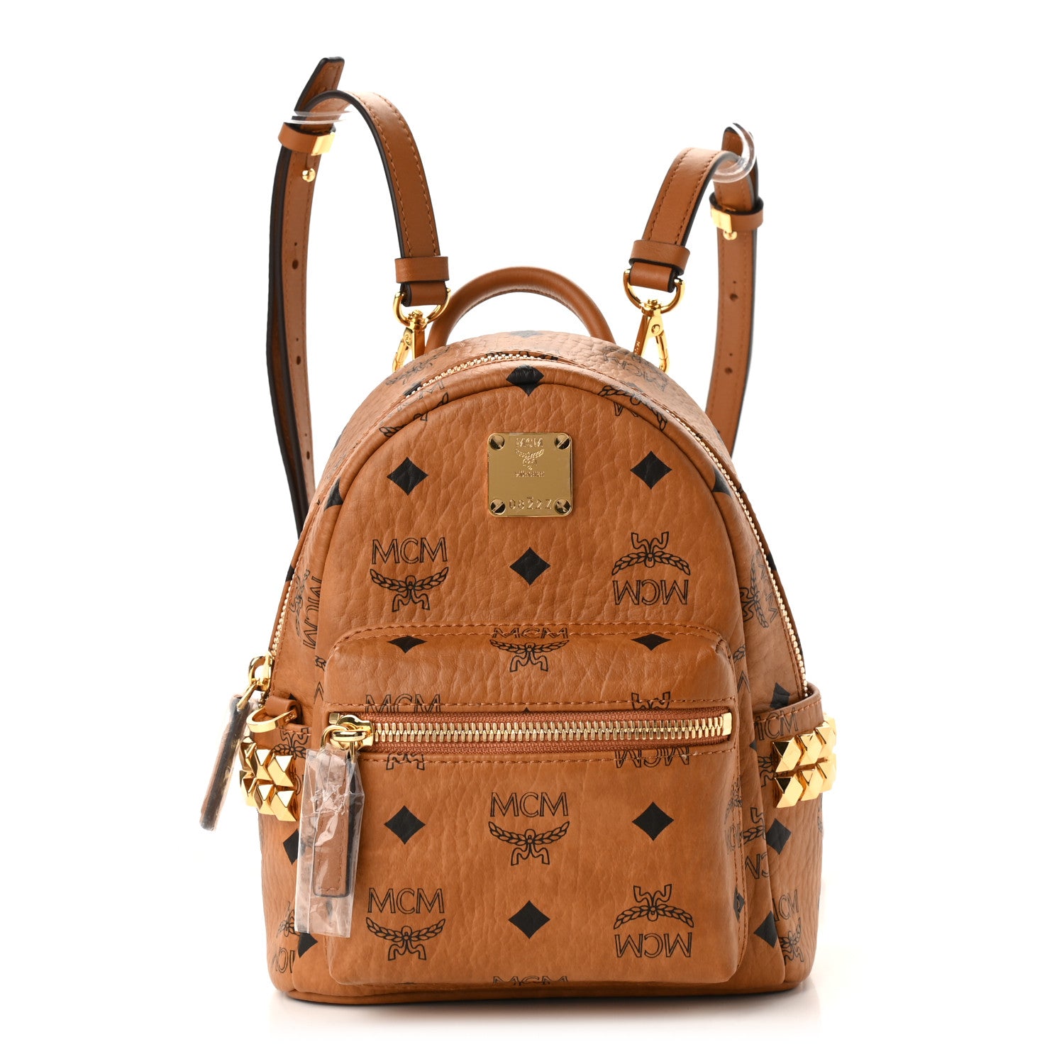 MCM Visetos Side Stud X-Mini Stark Backpack Cognac 1 of 10