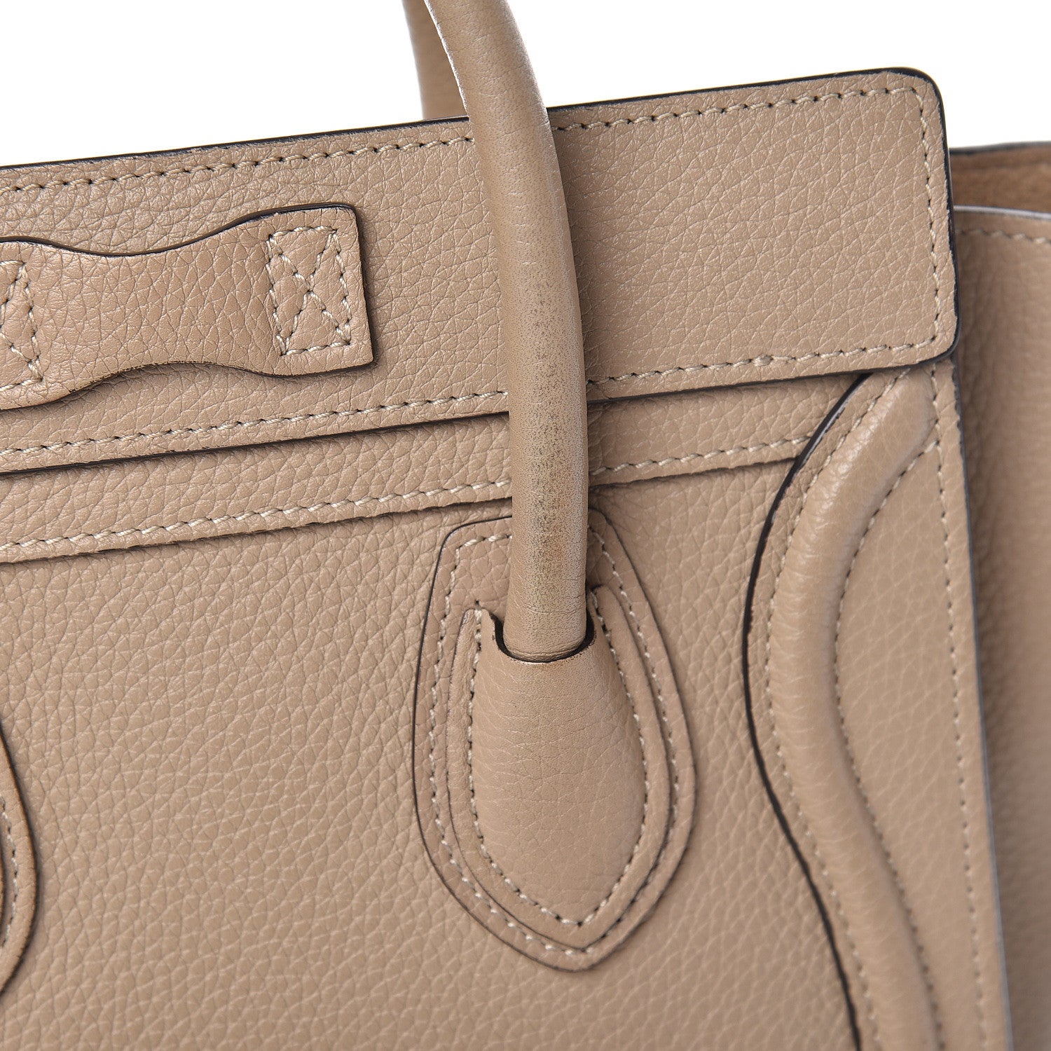 Celine Drummed Calfskin Nano Luggage Dune 11 of 15