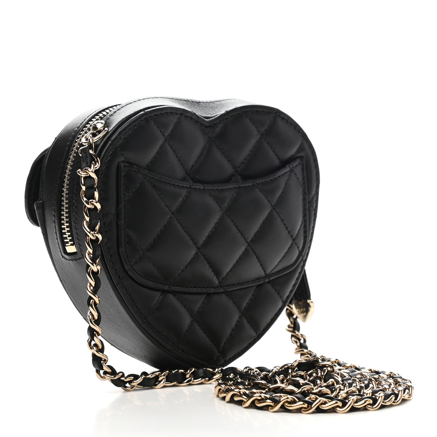 Lambskin Quilted CC In Love Heart Clutch With Chain Black