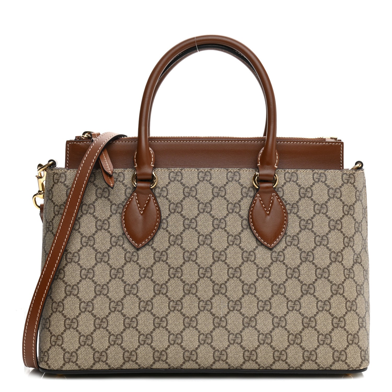 Gucci GG Supreme Monogram Small Zip Top Tote Beige Tuscany 1 of 11