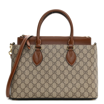 Gucci GG Supreme Monogram Small Zip Top Tote Beige Tuscany 1 of 11