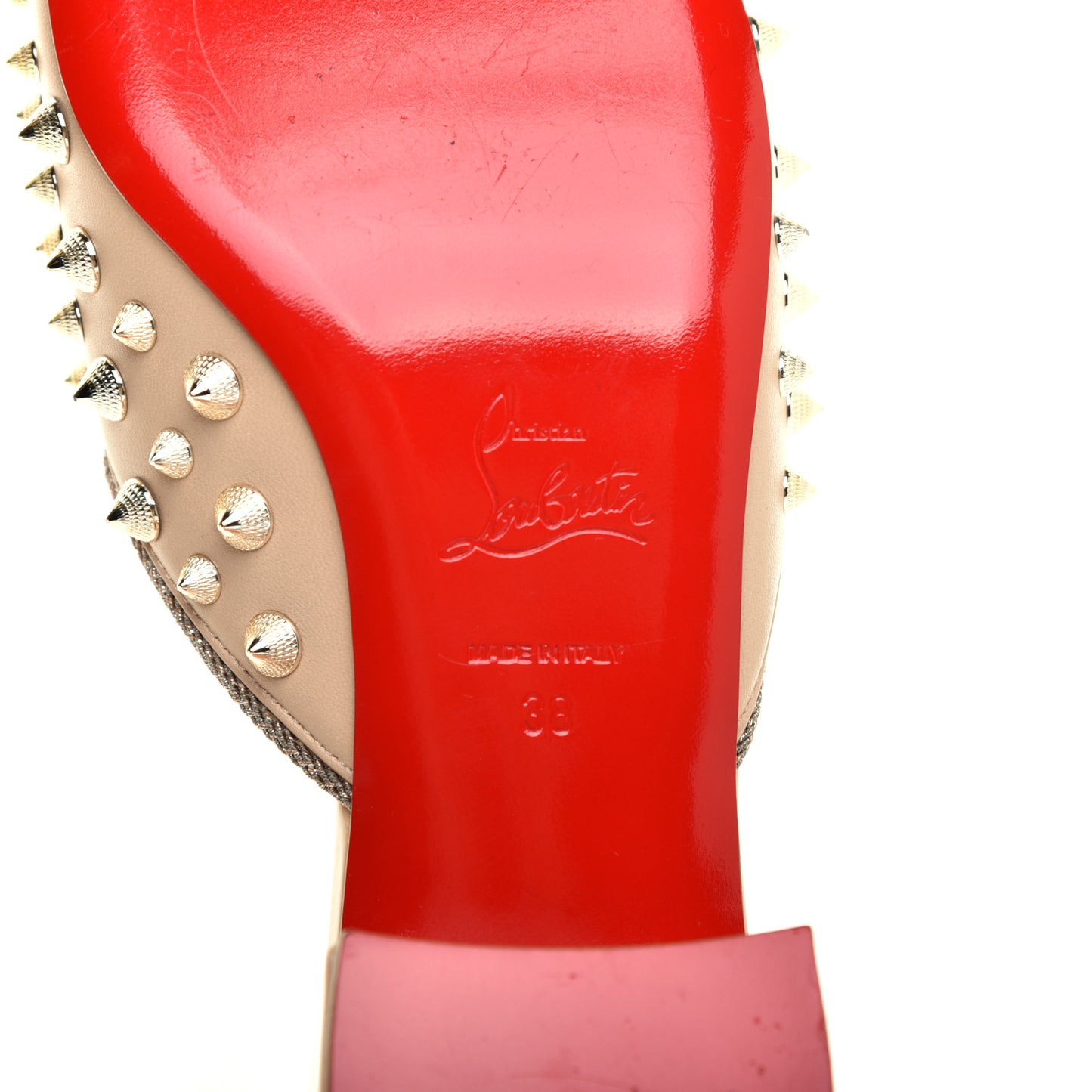 Shiny Nappa Spikes Mulaconka 35 Mules 38 Nude