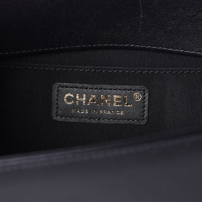 Chanel Lambskin Cotton Woven Medium Boy Flap Black 6 of 12