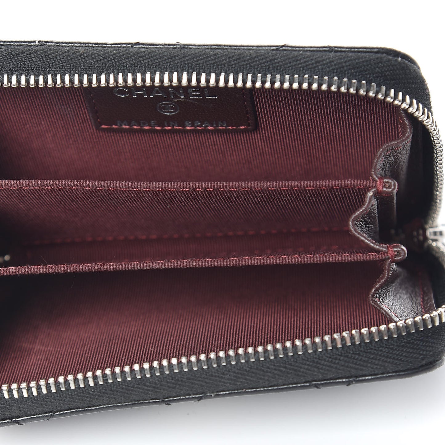 Lambskin Quilted Zip Coin Purse Black