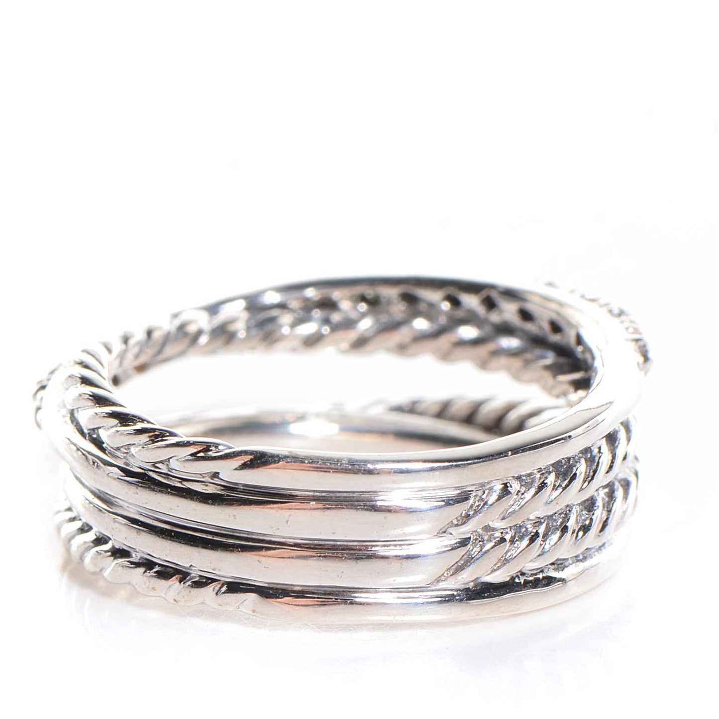Sterling Silver Pave Diamond Crossover Ring 5