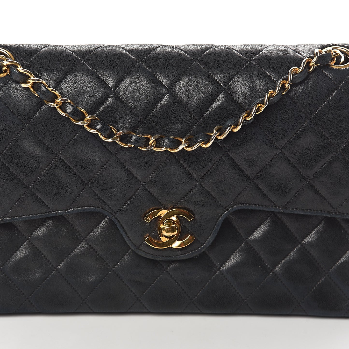 Lambskin Quilted Small Double Flap Black