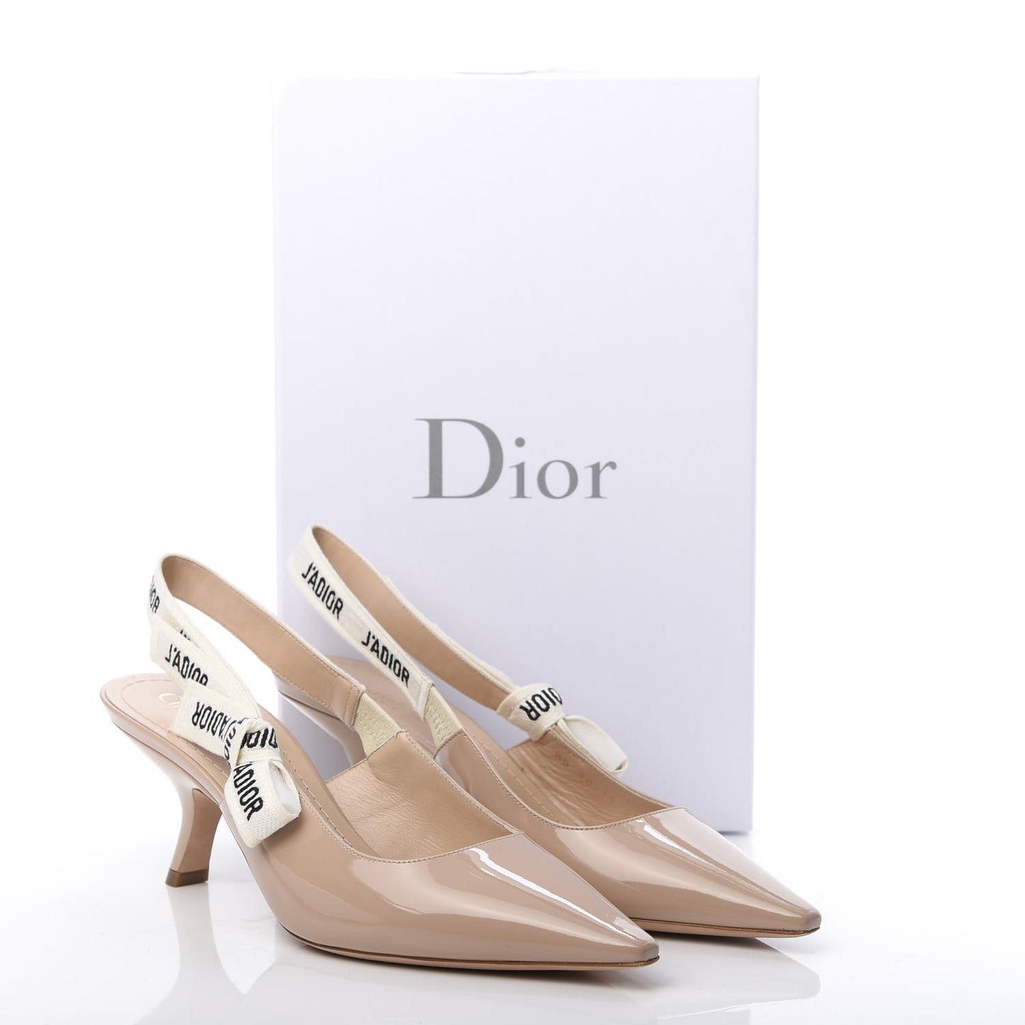 Patent Ribbon J'Adior Slingback 65mm Pumps 37.5 Nude