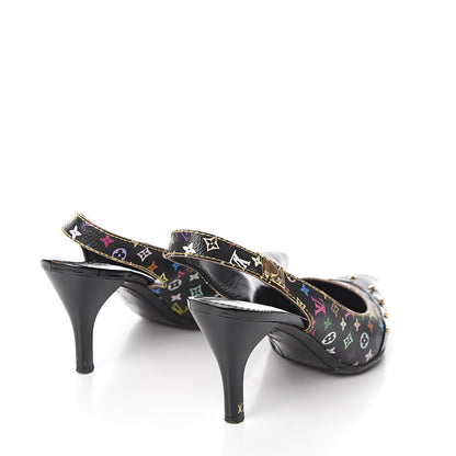 Louis Vuitton Multicolor Slingback Pumps 39 Black 4 of 14