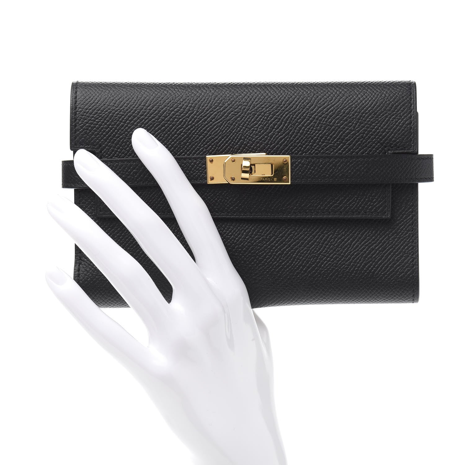 Hermes Epsom Medium Kelly Wallet Black 2 of 9