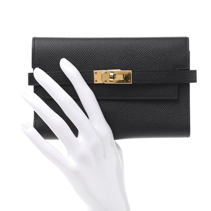 Hermes Epsom Medium Kelly Wallet Black 2 of 9