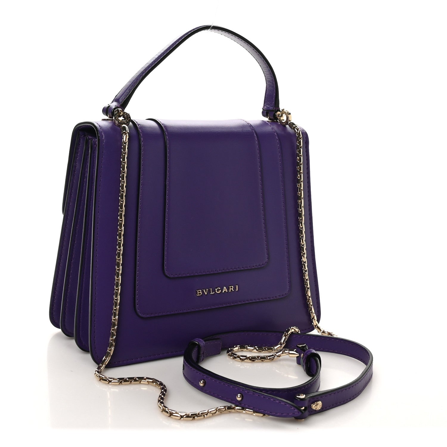 Bulgari Calfskin Serpenti Forever Top Handle Purple 5 of 17